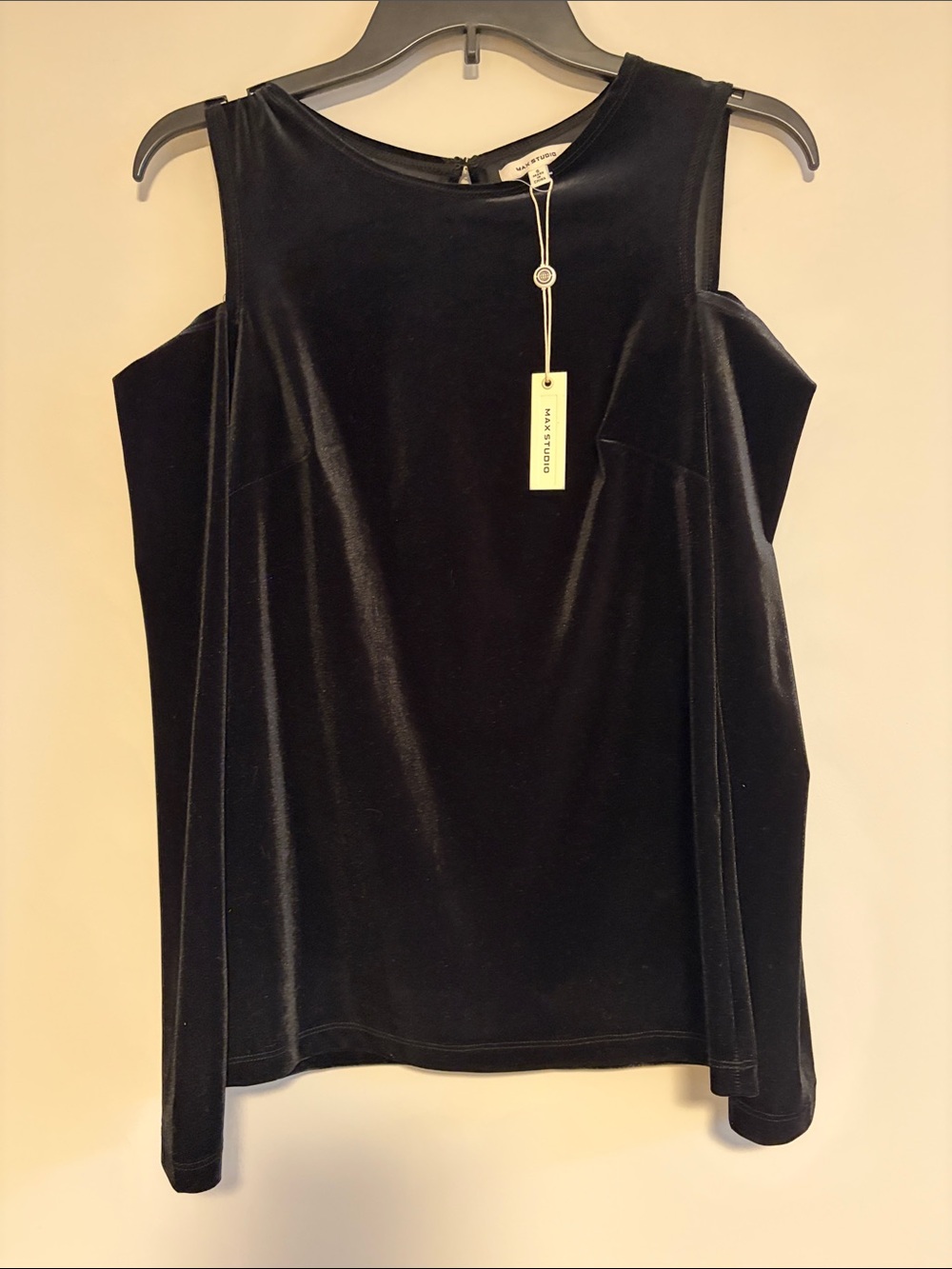 Halston Heritage Black Velvet Cold-Shoulder Camisole Top